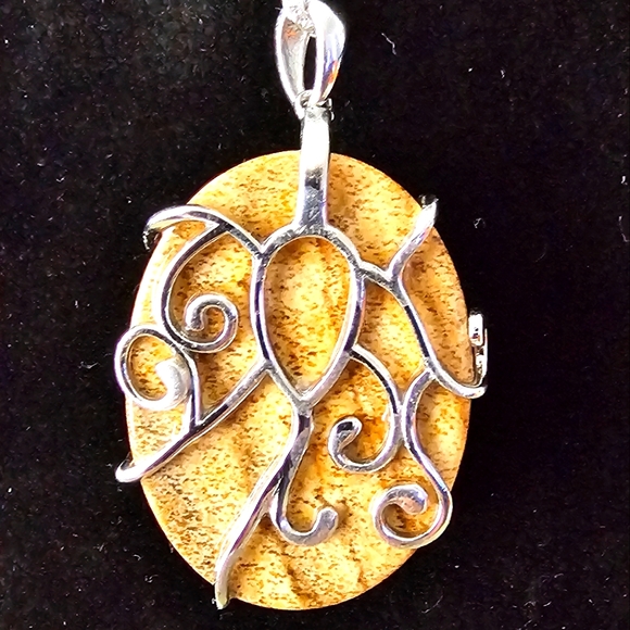 Silver Leaf Jasper Pendant Necklace - Picture 2 of 6